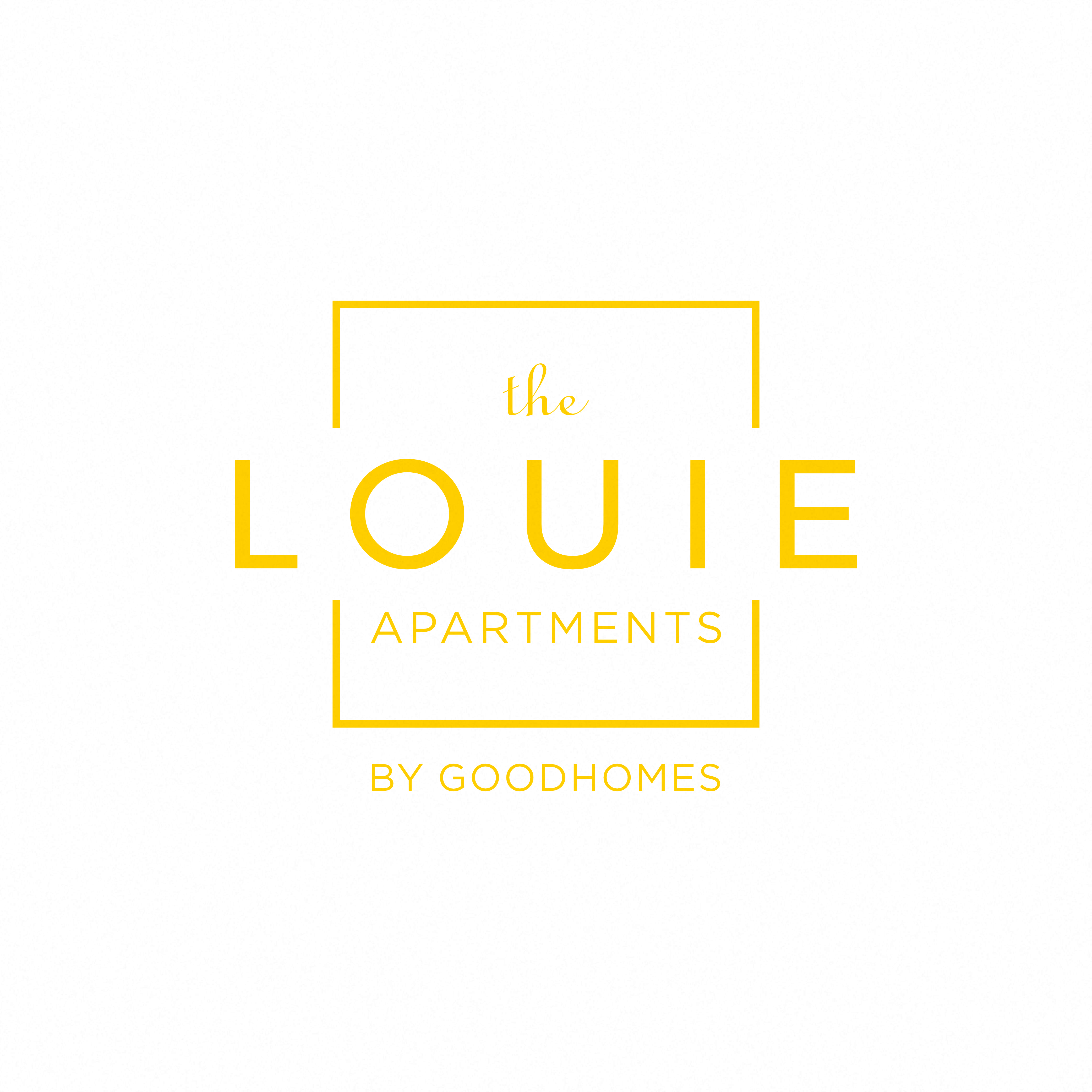 The logo for The Louie Apartments by Goodhomes.